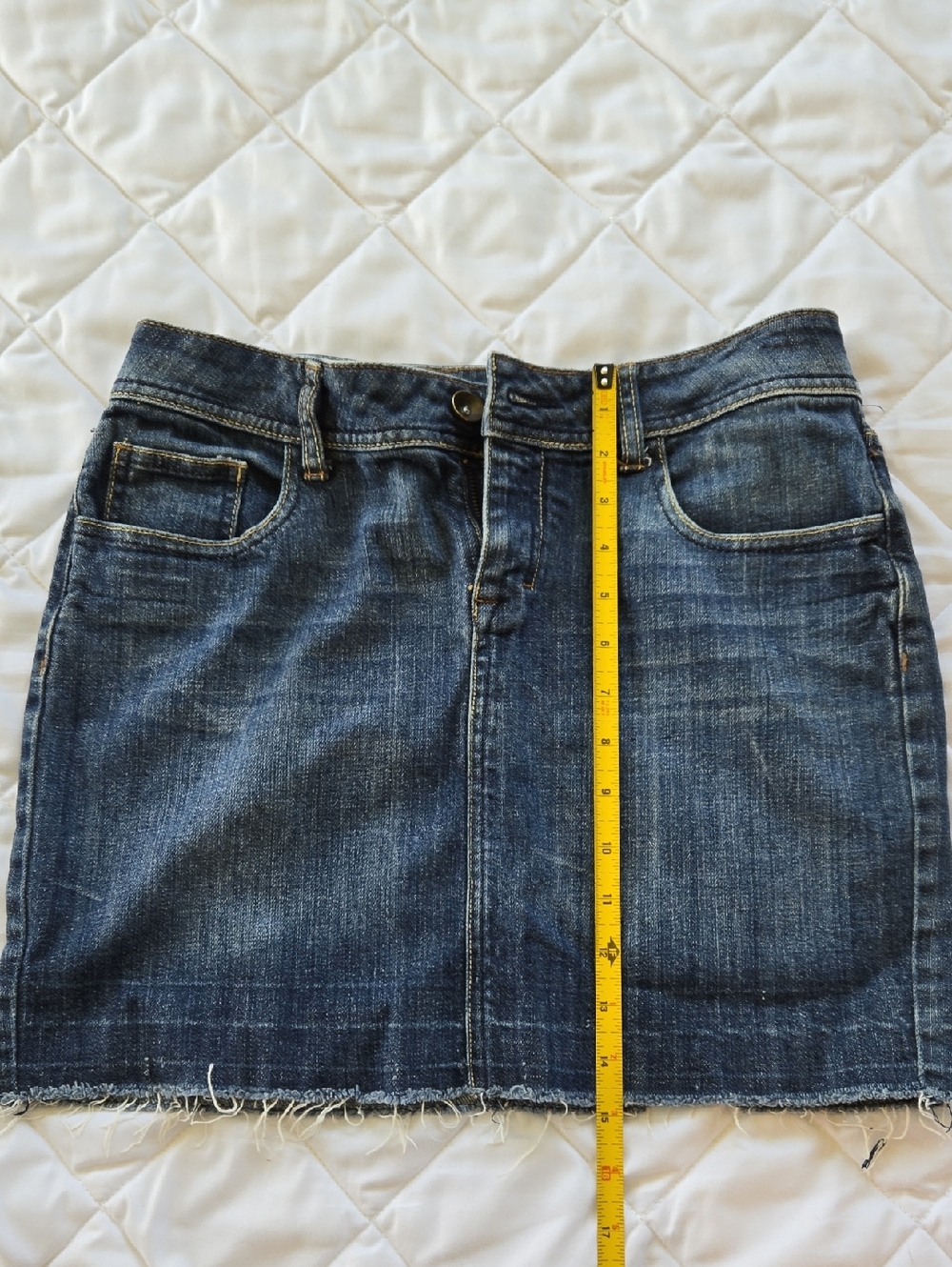 Apt. 9 Dark Blue Denim Mini Skirt with Frayed Hem